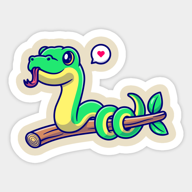 Cute Snake On Branch Cartoon Sticker by Catalyst Labs